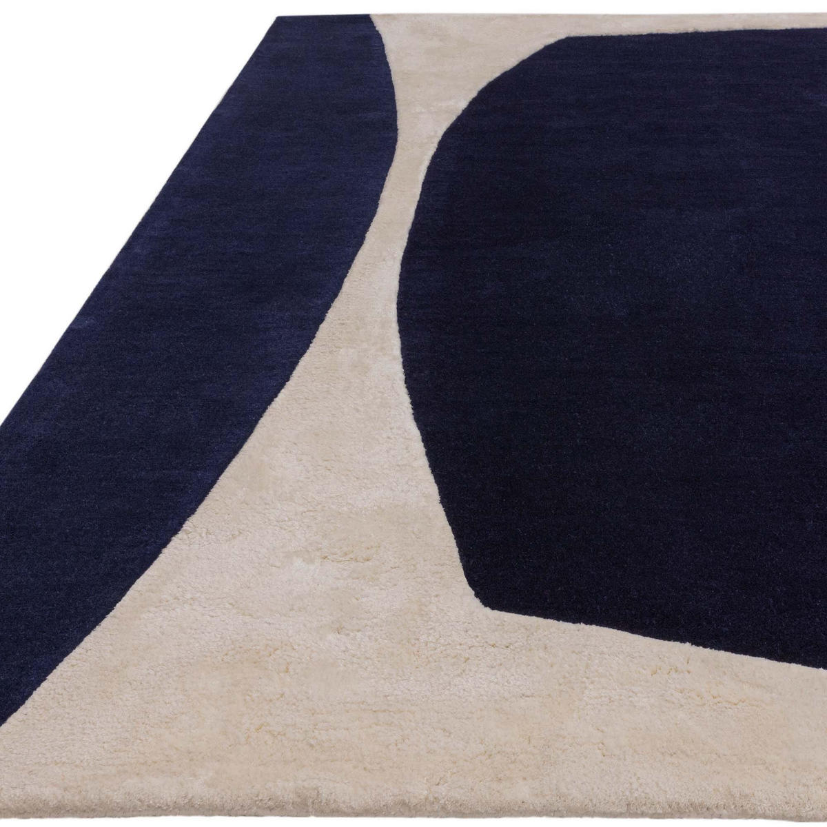 TEPPICH Wolle Viskose handgetuftet hoch-tief abstrakt HULL-Tickton, Dunkelblau 120x170 cm - Dunkelblau, Textil (120/170cm) - KADIMA DESIGN