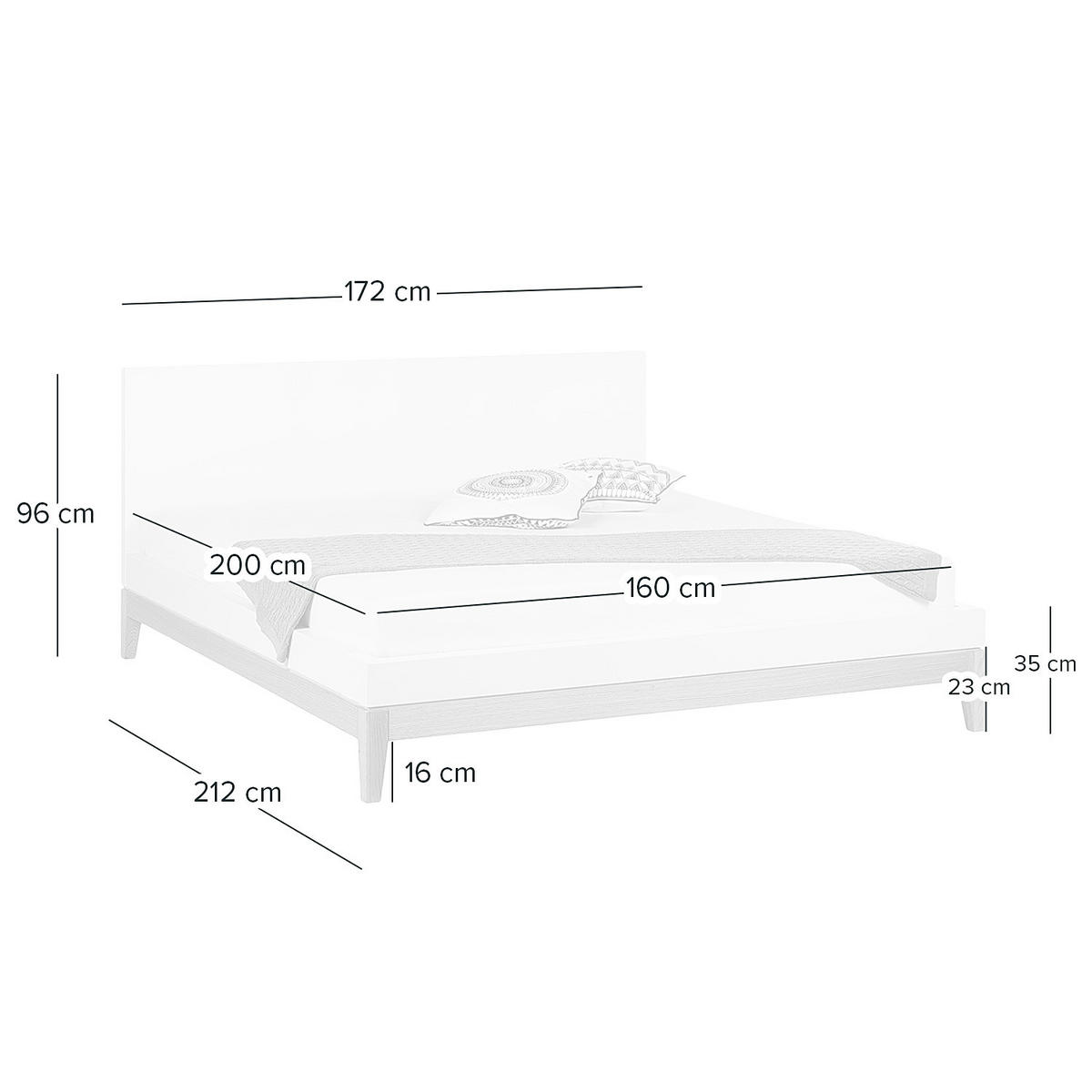 BETT - Höhe 96 cm - Beige/Weiß, Eichenholz/Holzwerkstoff (160/200cm) - home24