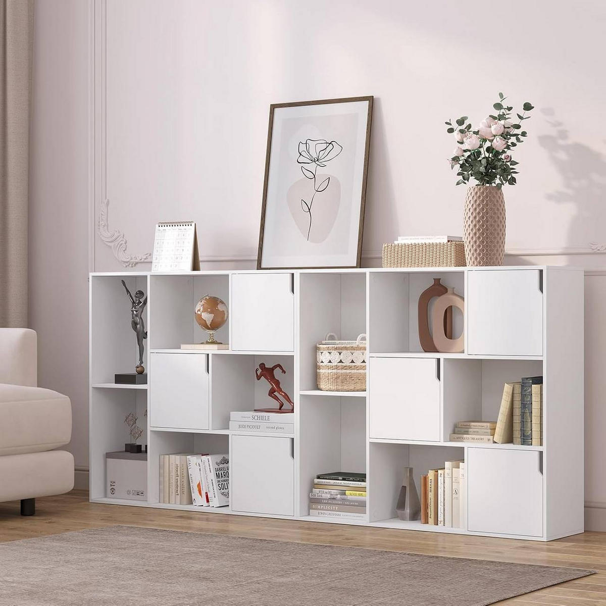 REGALE Bücherregal mit 8 Fächern,106x96x30 cm, Weiß - Weiß, Holzwerkstoff (106/96/30cm) - Woltu