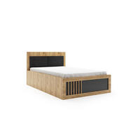 BETT Sorento mit Bettkasten & Gasdruckfeder 131,5x92x207,5 cm – Modernes Doppelbett mit Stauraum & Polsterkopfteil für Schlafzimmer - Eichefarben, Holzwerkstoff (120/200cm) - BM-Möbel