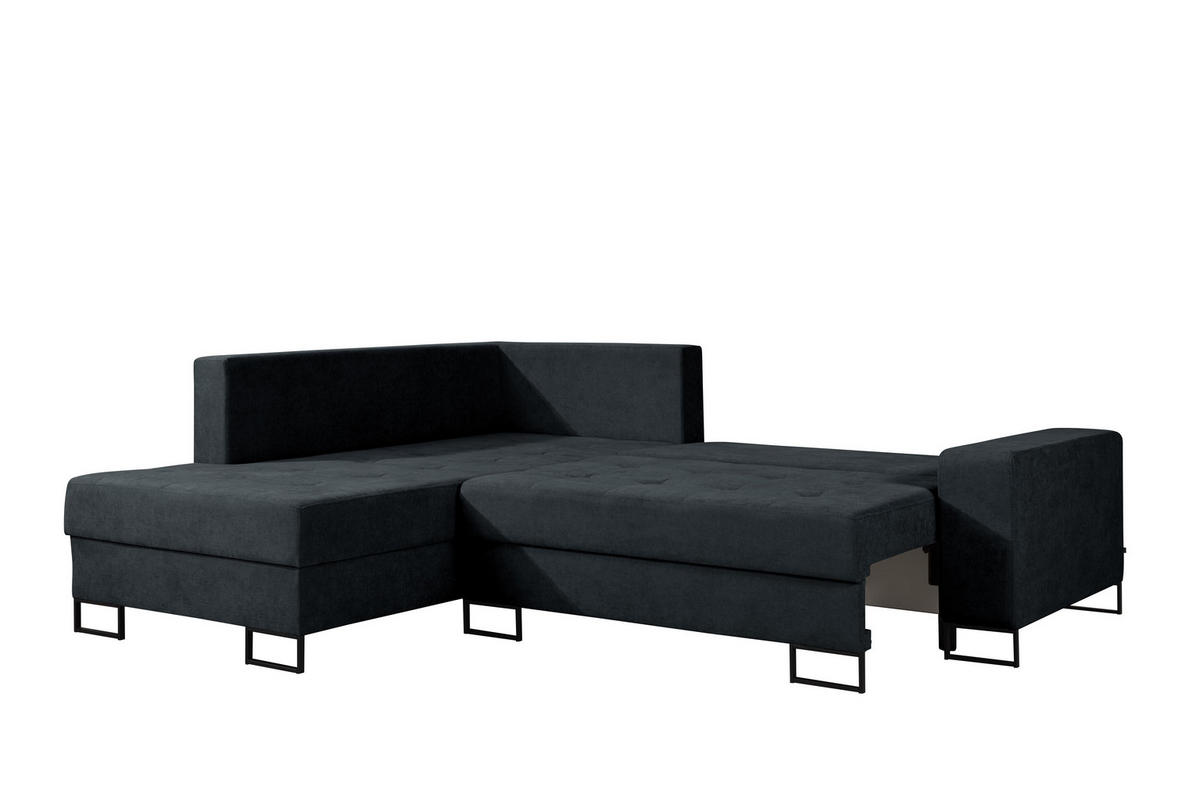 ECKSOFA mit Schlaffunktion Links Schwarz Chenille - 245x200 cm - Trevi - Schwarz, Holz/Holzwerkstoff (245/200cm) - Ravio