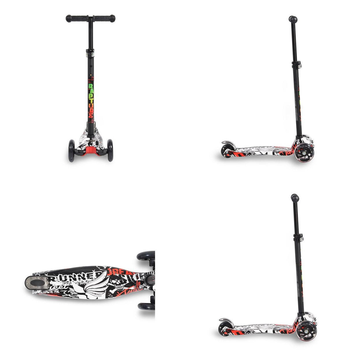 KINDERROLLER Rapture schwarz aus Alu, Wassertransferdruck, PU Leuchträder - Schwarz, Metall (54/13/87cm)