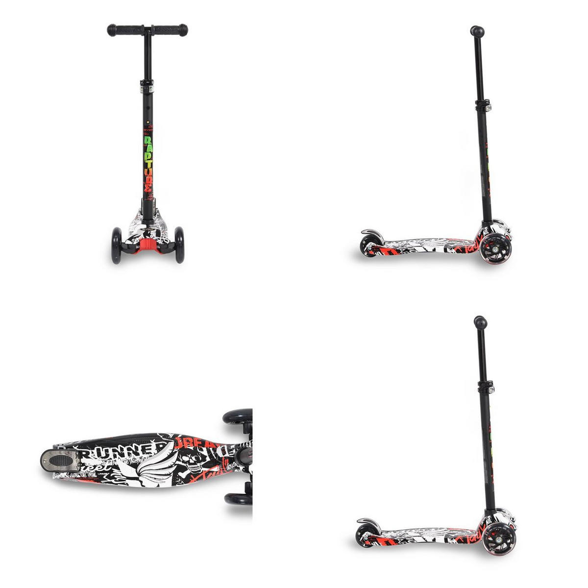 KINDERROLLER Rapture schwarz aus Alu, Wassertransferdruck, PU Leuchträder - Schwarz, Metall (54/13/87cm)