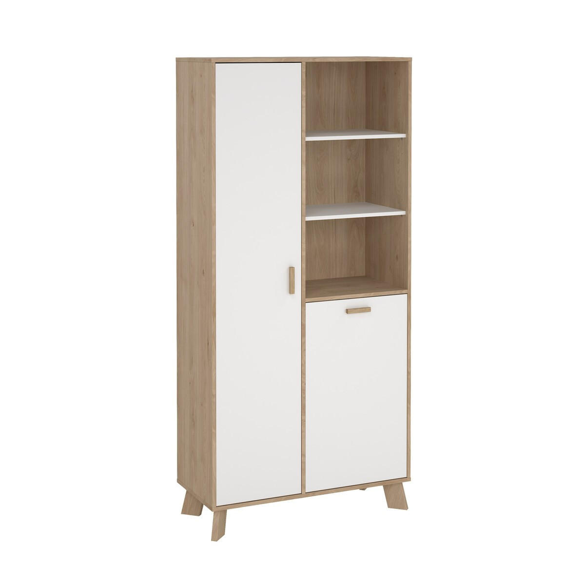 VITRINENSCHRANK, Ikast, Eiche, Holzwerkstoff, 89 x 40 x 189 cm - Weiß, Holzwerkstoff (39.8/188.2/88.7cm) - Calicosy