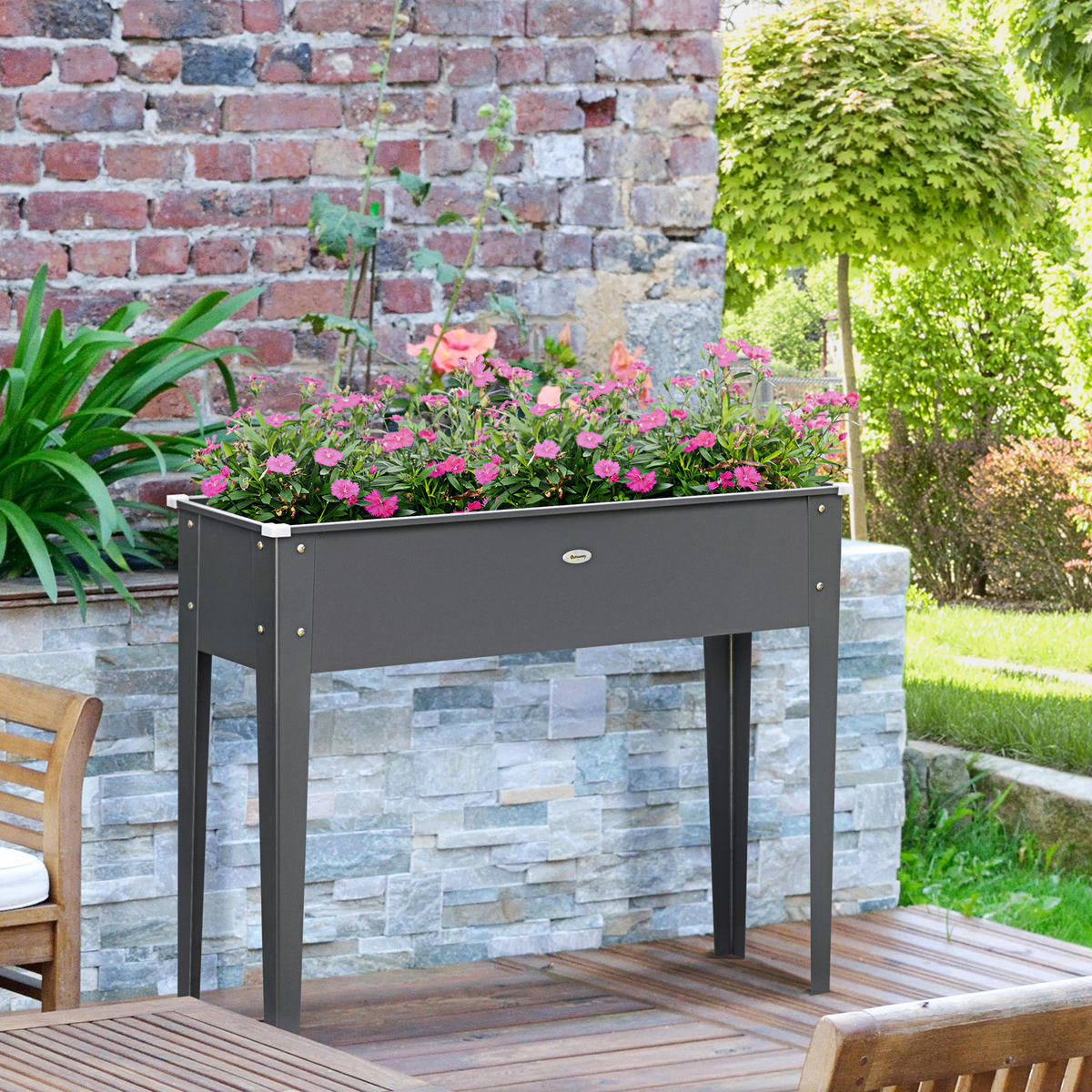 HOCHBEET DE-15980 mit Abflussloch Grau - Grau, Metall (100/80/30cm) - ComfortXL