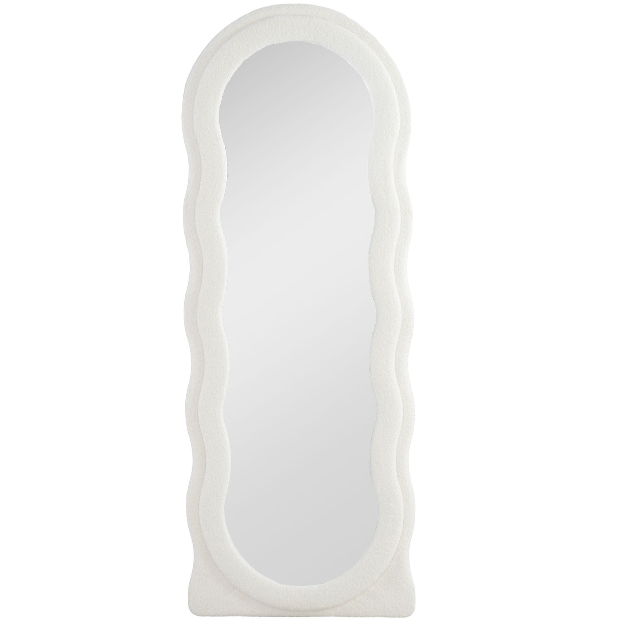 GANZKÖRPERSPIEGEL 160 x 60 cm Gewölbter Standspiegel mit Wellendesign Weiß - Weiß, Glas (4/160/60cm) - HOMCOM