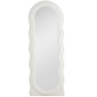 GANZKÖRPERSPIEGEL 160 x 60 cm Gewölbter Standspiegel mit Wellendesign Weiß - Weiß, Glas (4/160/60cm) - HOMCOM