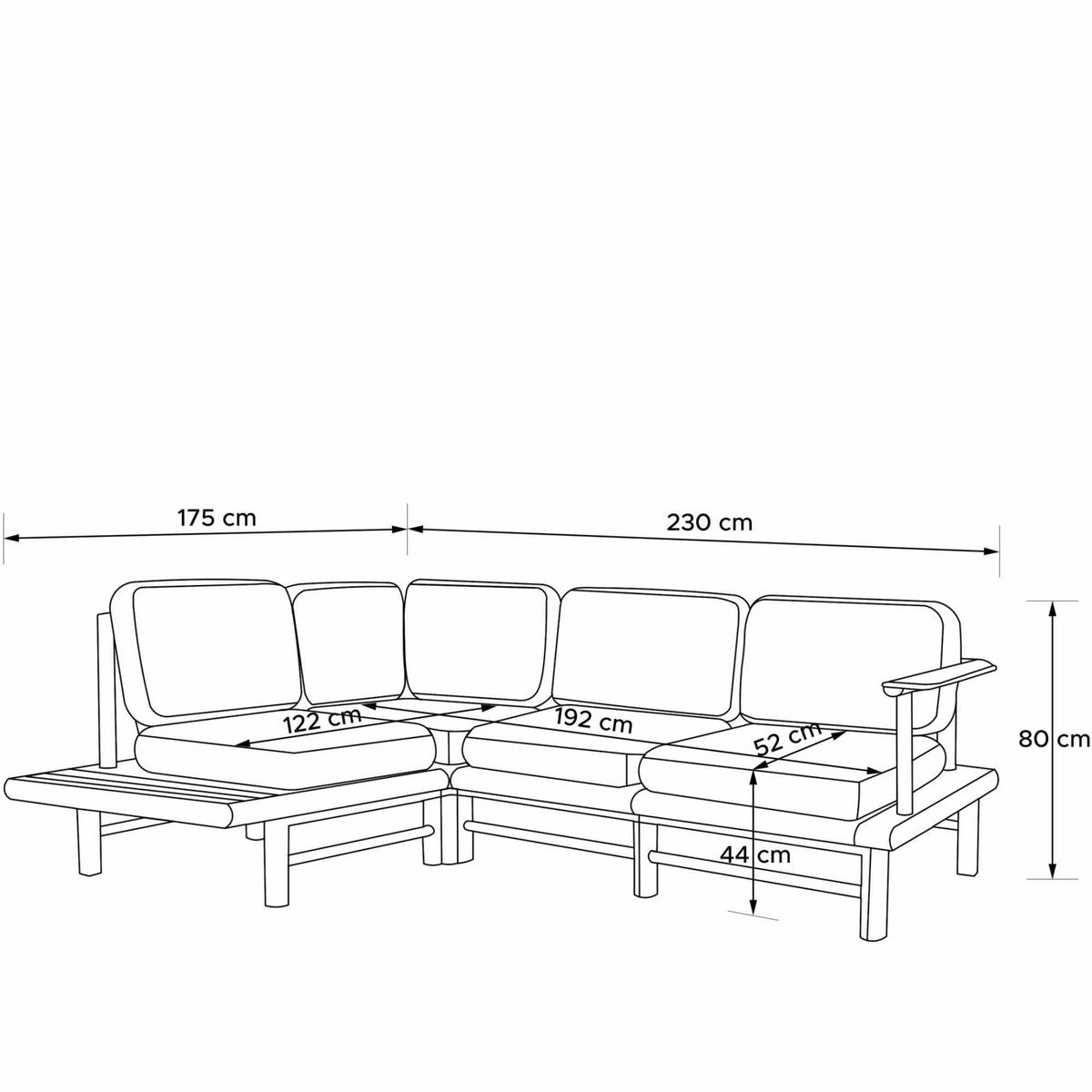 LOUNGESOFA ATREDA links - Beige, Holz/Textil (230/74/175cm) - KONSIMO®