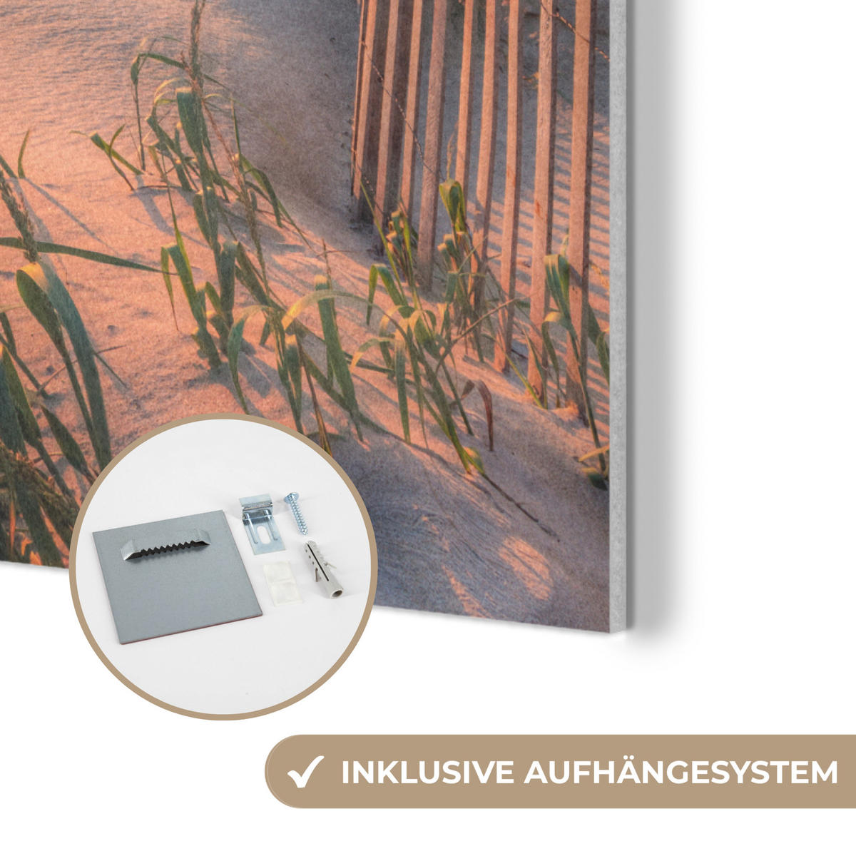 AKUSTIKPANEEL Strand - Meer - Düne - Sonnenuntergang - Landschaft 70x100 cm - Beige, Textil (70/0.9/100cm) - MuchoWow