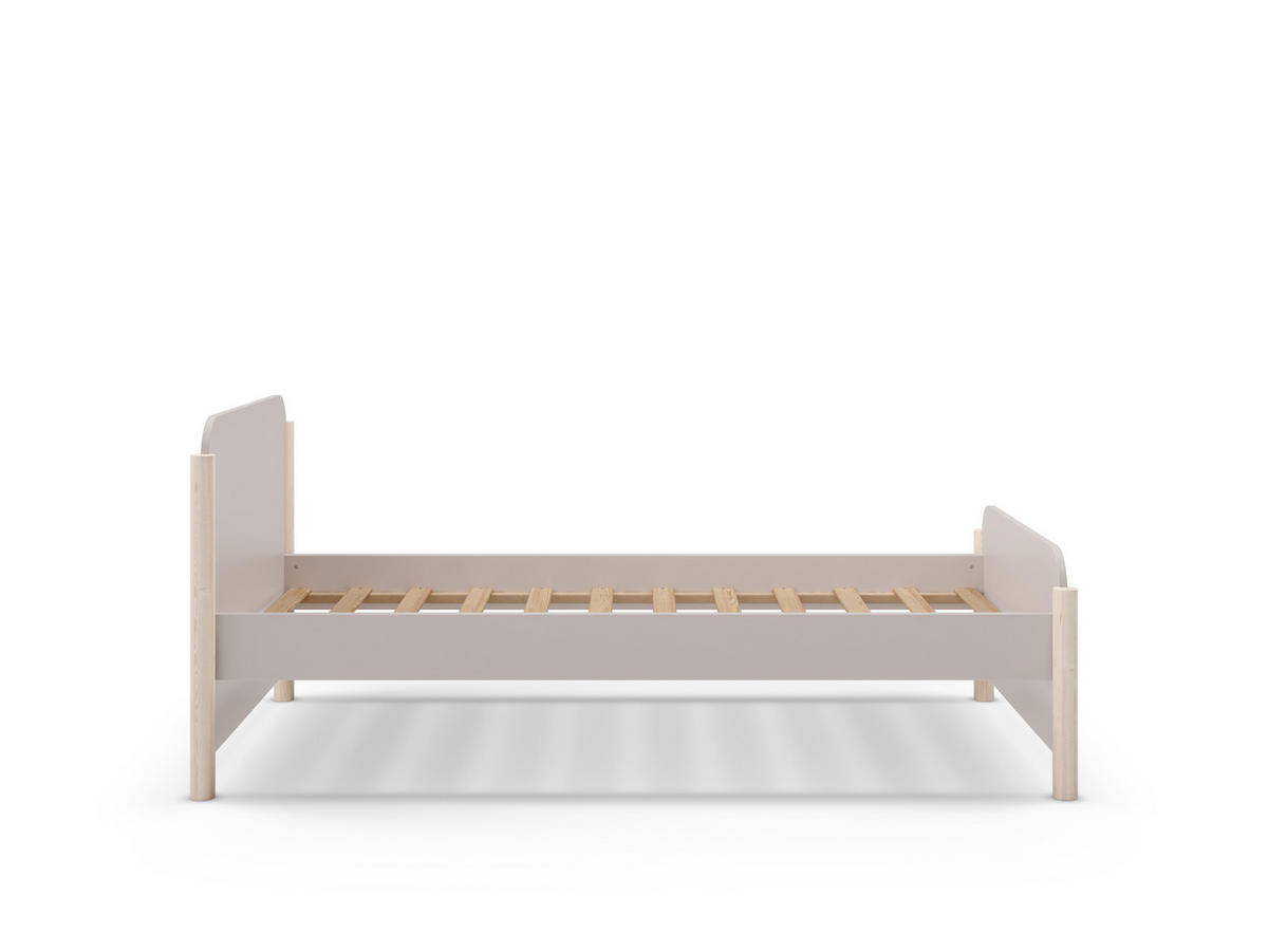 BETT 90x190 cm mit abgerundeten Formen 107,2/199/70 cm - Beige, Holz (190/90cm) - Calicosy