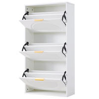 SCHUHSCHRANK 60/114/24 cm Weiß aus MDF und Spanplatte mit 3 Klappen - Weiß, Holzwerkstoff (60/114/24cm) - OKMYHOME