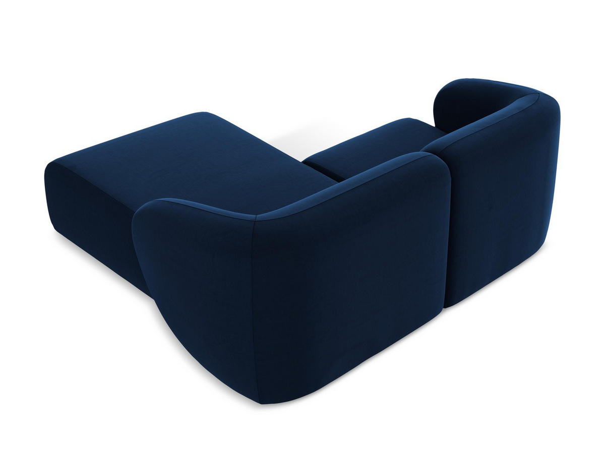 ECKSOFA Rechts Samt Stoff Blau - Türkis/Schwarz, Holzwerkstoff/Kunststoff (178/166cm) - Makamii