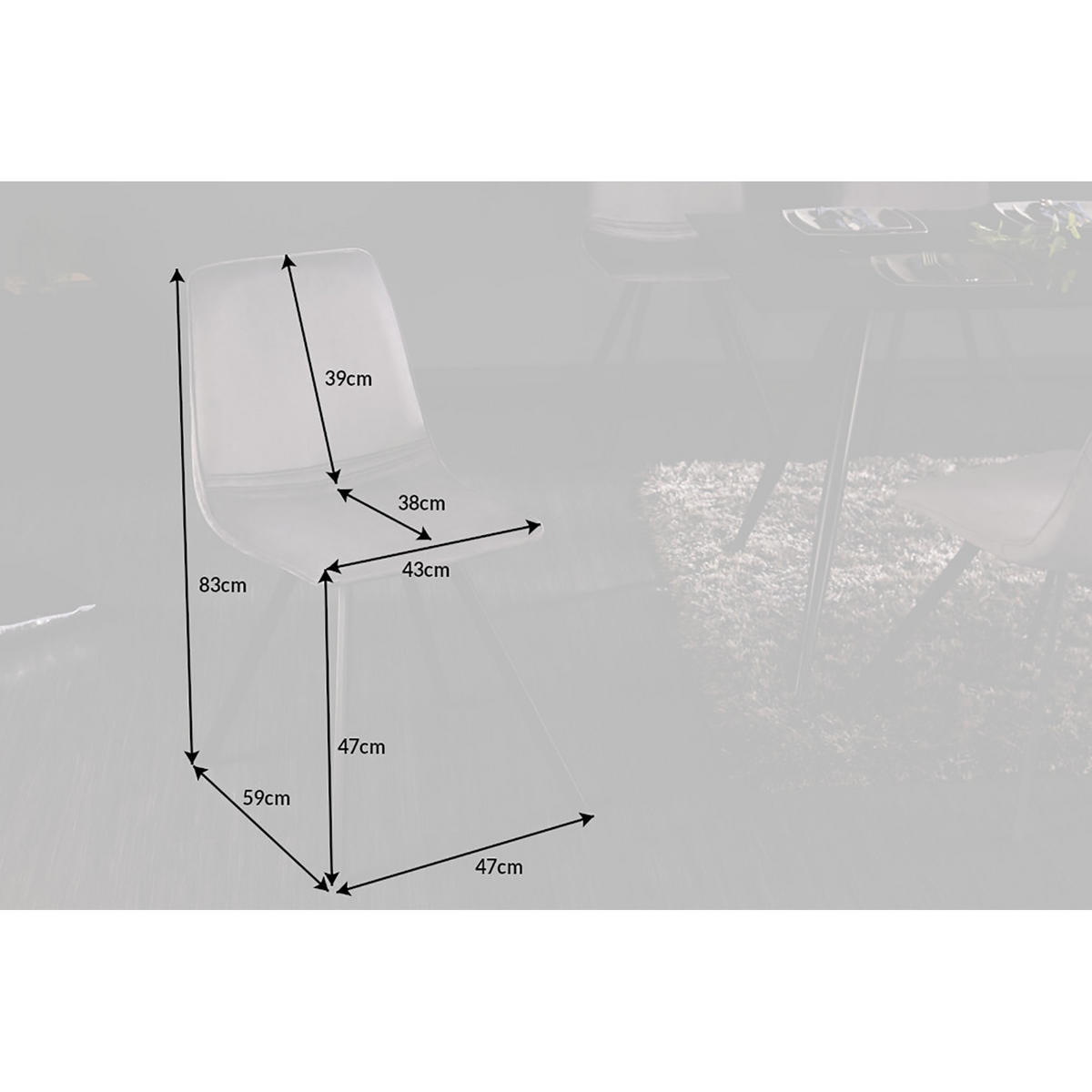 STUHL AMSTERDAM CHAIR Samt Dunkelgrau 85 cm - Schwarz/Grau, Textil/Metall (47/83/59cm) - riess-ambiente