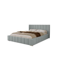 POLSTERBETT Alma 140x200 cm, Doppelbett mit Bettkasten und Lattenrost aus Holz, Velourstoff: Hellgrau - Hellgrau, Holz/Kunststoff (140/200cm) - Marpur