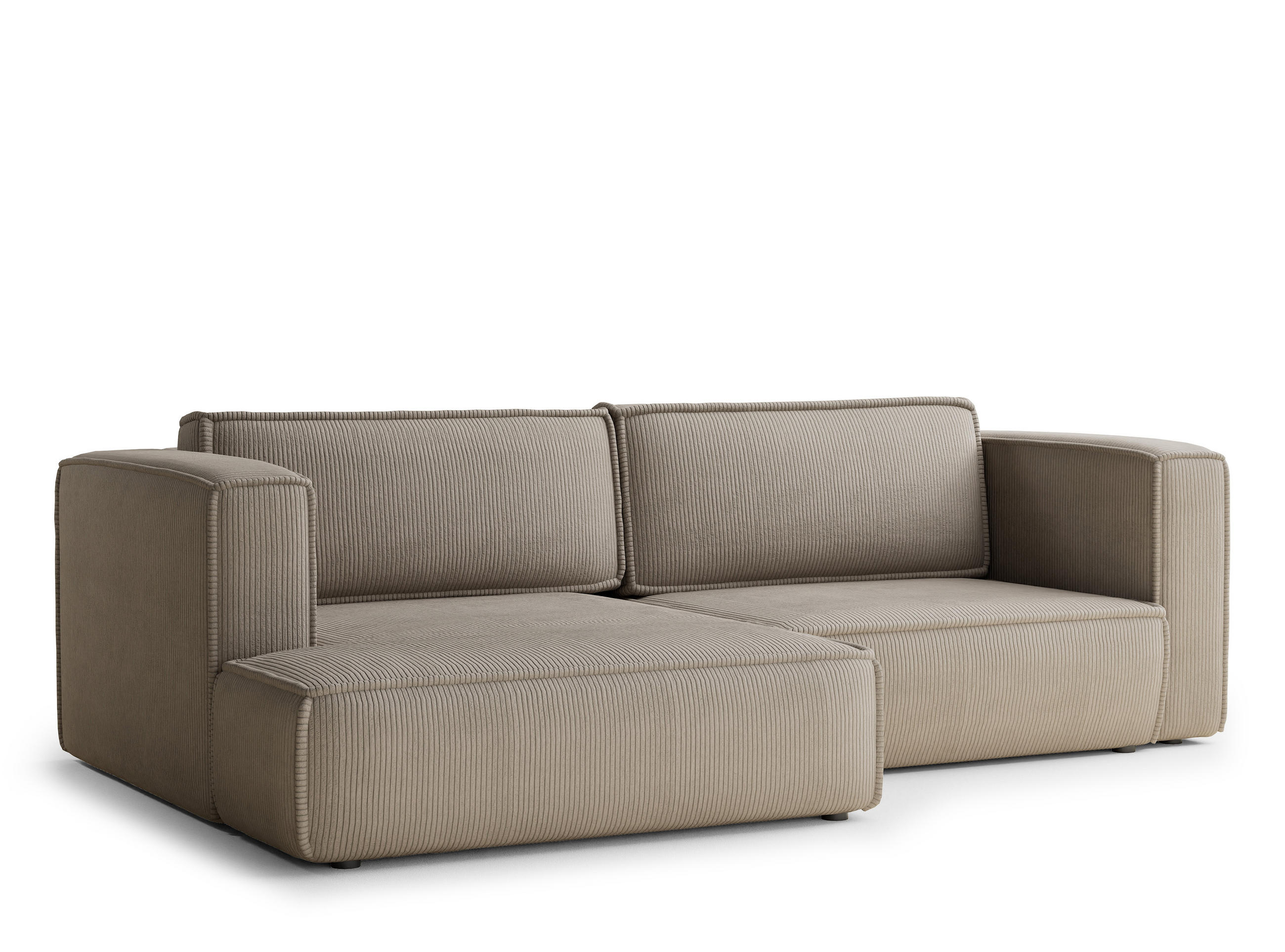 ECKSOFA MIT SCHLAFFUNKTION Velto Beige Samtstoff - Beige/Schwarz, Holz/Holzwerkstoff (152/250cm) - Maison de Reve
