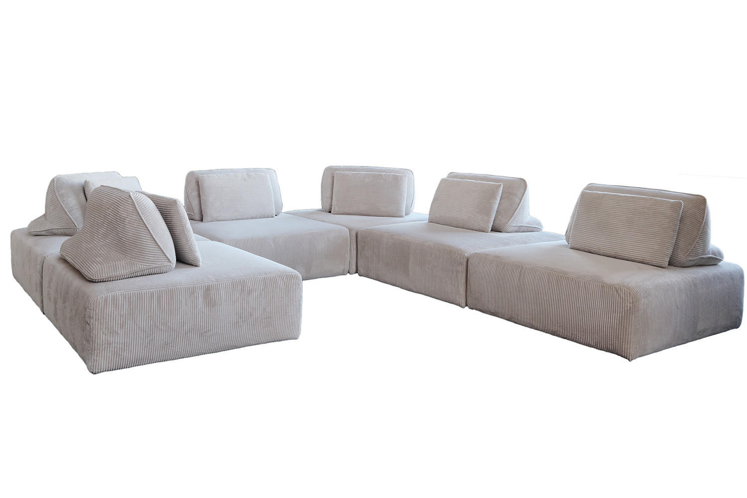 MODULSOFA WIOLO SOFT 6 MODULE 6 KISSEN Hellgrau Cord - Hellgrau/Schwarz, Kunststoff/Textil (333/84/333cm) - KAWOLA