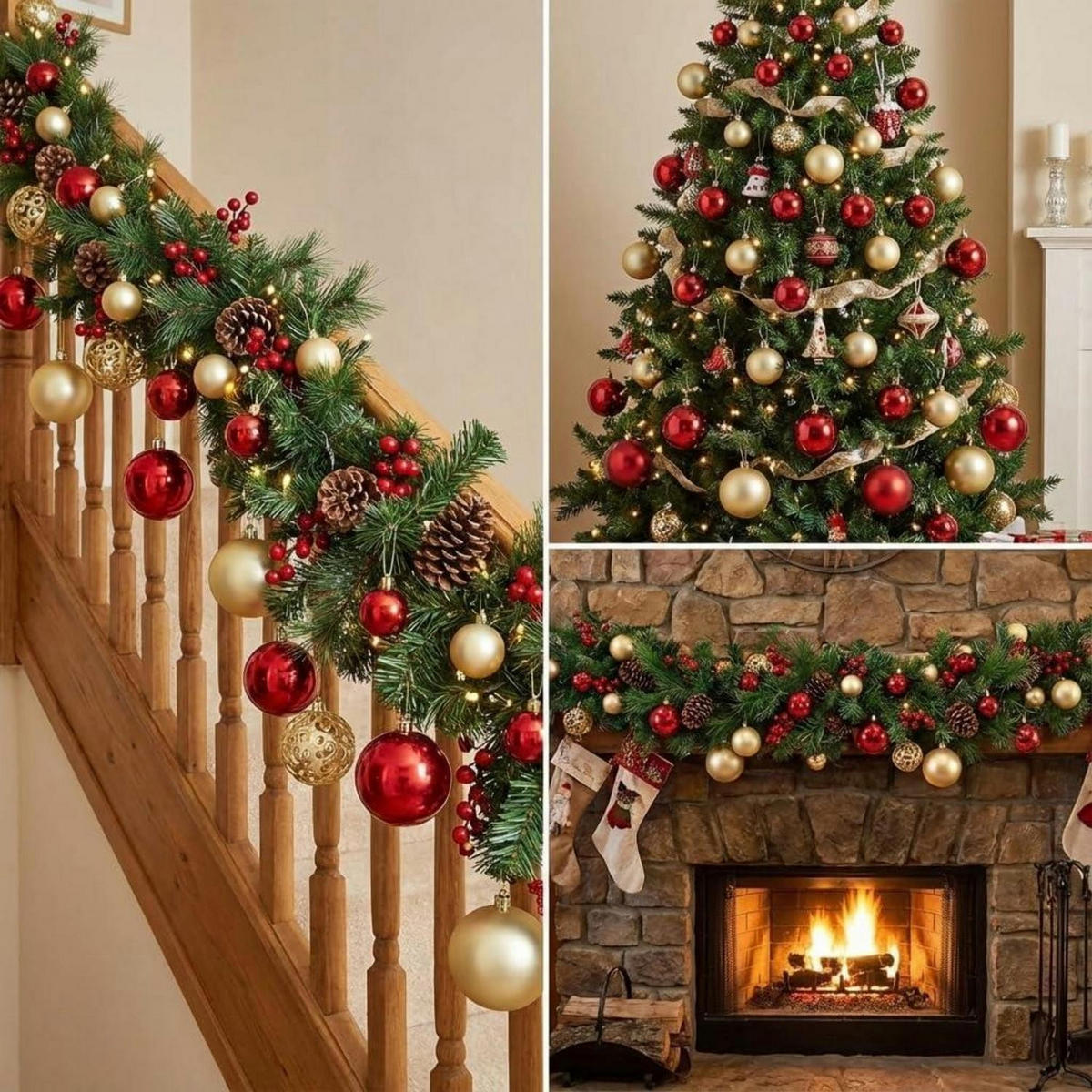 CHRISTBAUMKUGELN 50-teiliges Set Rot Gold - Multicolor, Kunststoff (8/8/8cm)