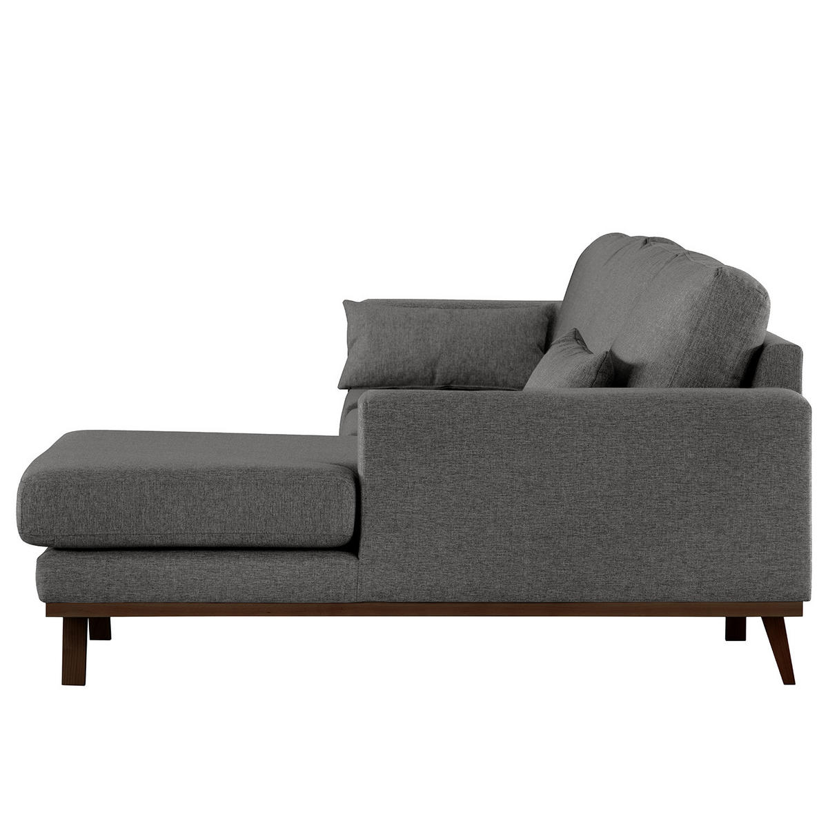 ECKSOFA mit Longchair - Dunkelgrau/Buchefarben, Buchenholz/Textil (281/153cm) - home24