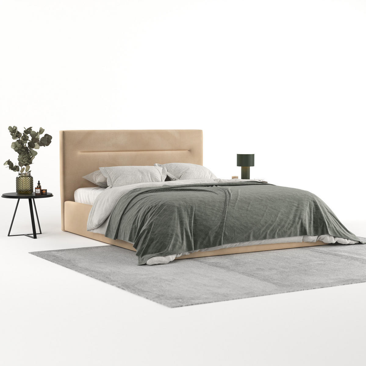 POLSTERBETT Liline 160/200 cm Beige im Kronos Stoff - Beige/Schwarz, Holz/Holzwerkstoff (160/200cm) - AltaBeds