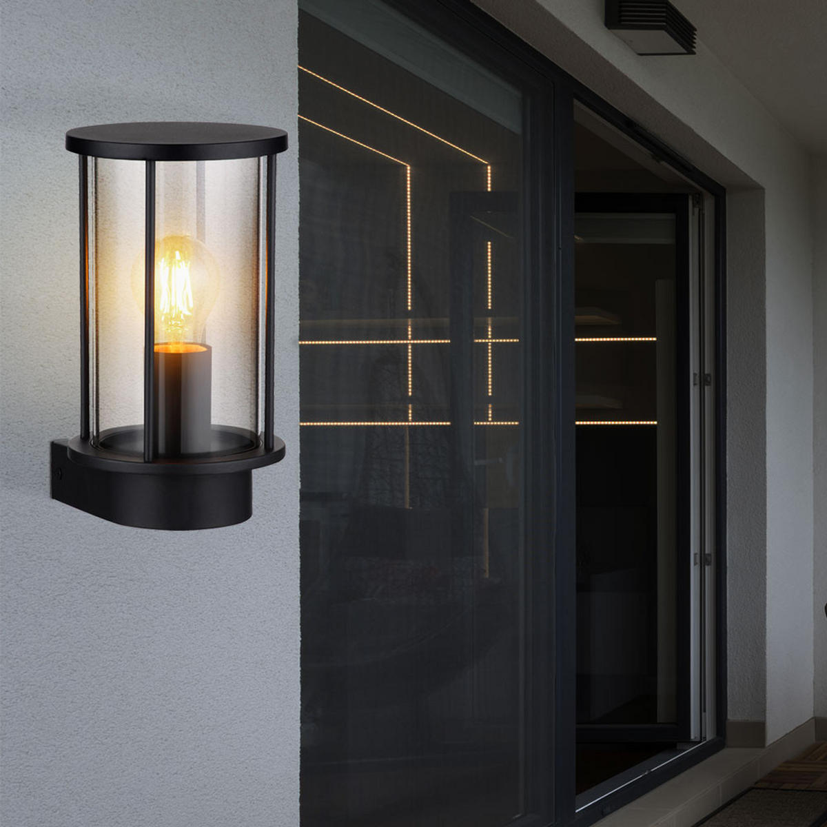 RGB LED AUSSEN-WANDLEUCHTE Edelstahl Schwarz Grau - Grau, Glas (14.3/25.2/15.2cm) - Globo Lighting