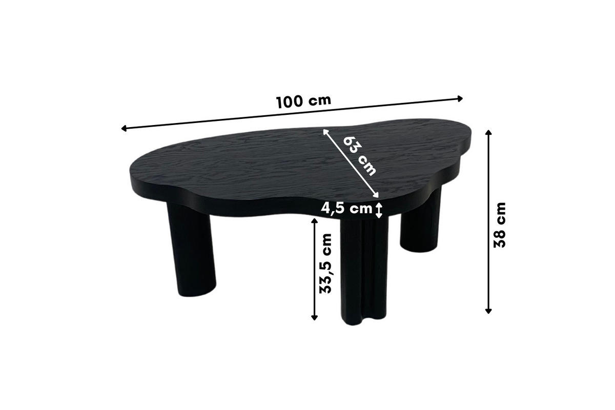 COUCHTISCH ORGANICA natürliche Qualität, solide und modern Schwarz - Schwarz, Eichenholz/Holz (63/100/38cm) - Kaiser Möbel