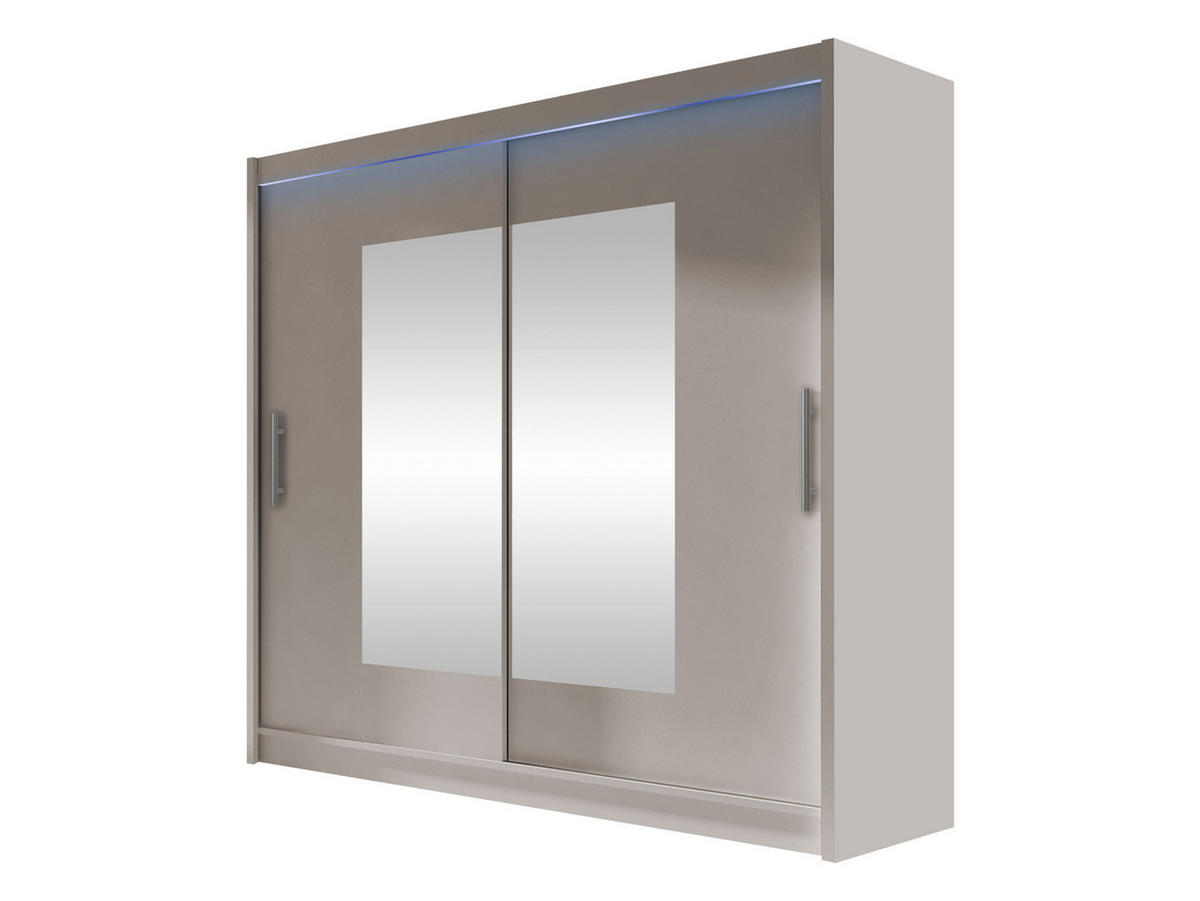 KLEIDERSCHRANK London VII, mit RGB LED Beleuchtung - Kaschmir/Silberfarben, Holzwerkstoff/Kunststoff (180/215/58cm) - MIRJAN24
