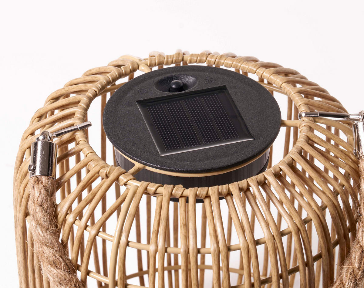 LED-SOLAR-GEFLECHT-LATERNE - für stimmungsvolle Beleuchtung im Innen- und Außenbereich - Weiß, Kunststoff (18/18/34.5cm) - Northpoint