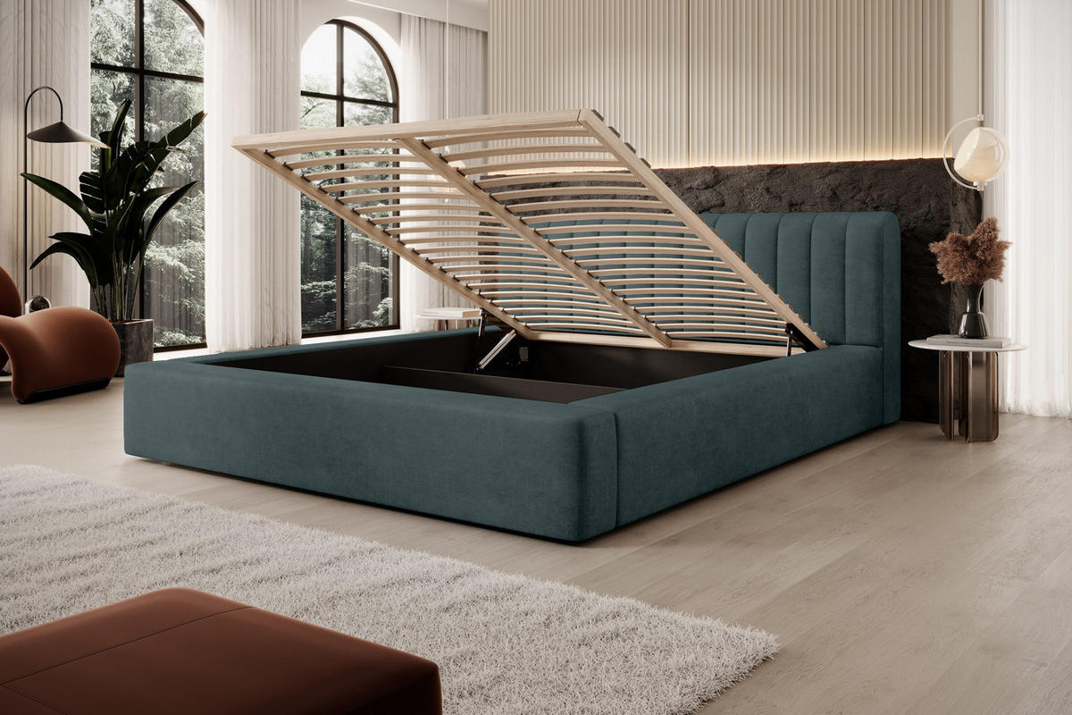 POLSTERBETT aus Polyester Vurmat 160x200 cm, Dunkelgrün - Smaragdgrün, Textil (160/200cm) - Fedve