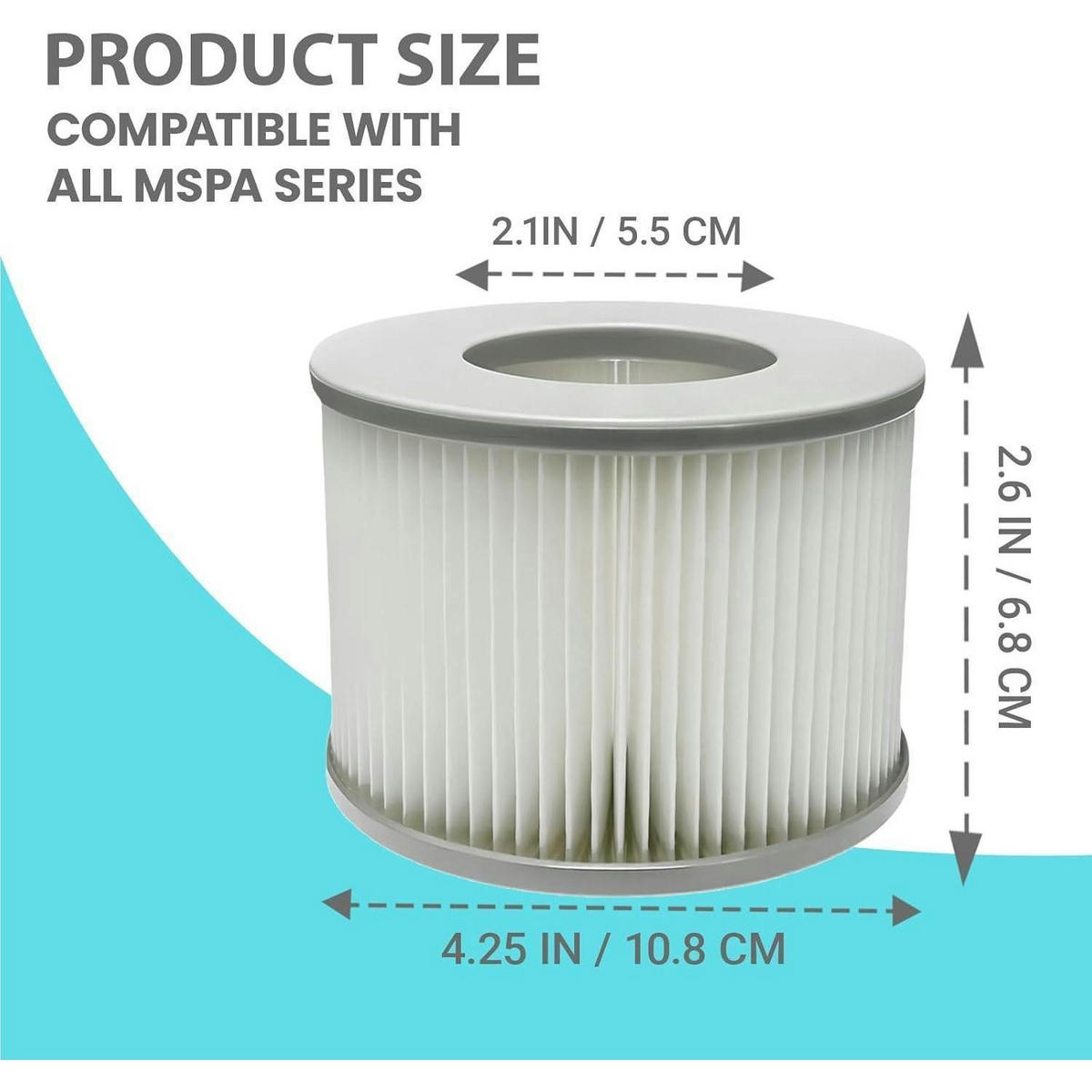 FILTERKARTUSCHEN 6er-Set für MSpa Whirlpools - Weiß, Textil (10.8/6.8/10.8cm)