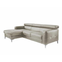 ECKSCHLAFSOFA mit Echtlederbezug, Schlaffunktion & Bettkasten - Chromfarben/Silberfarben, Leder/Holz (227/168cm) - Cotta