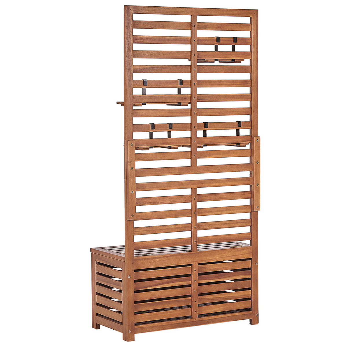 GARTENBANK Akazienholz hellbraun mit Stauraum Wandpaneel 80 cm Matino - Hellbraun, Holz (80/170/40cm) - Beliani