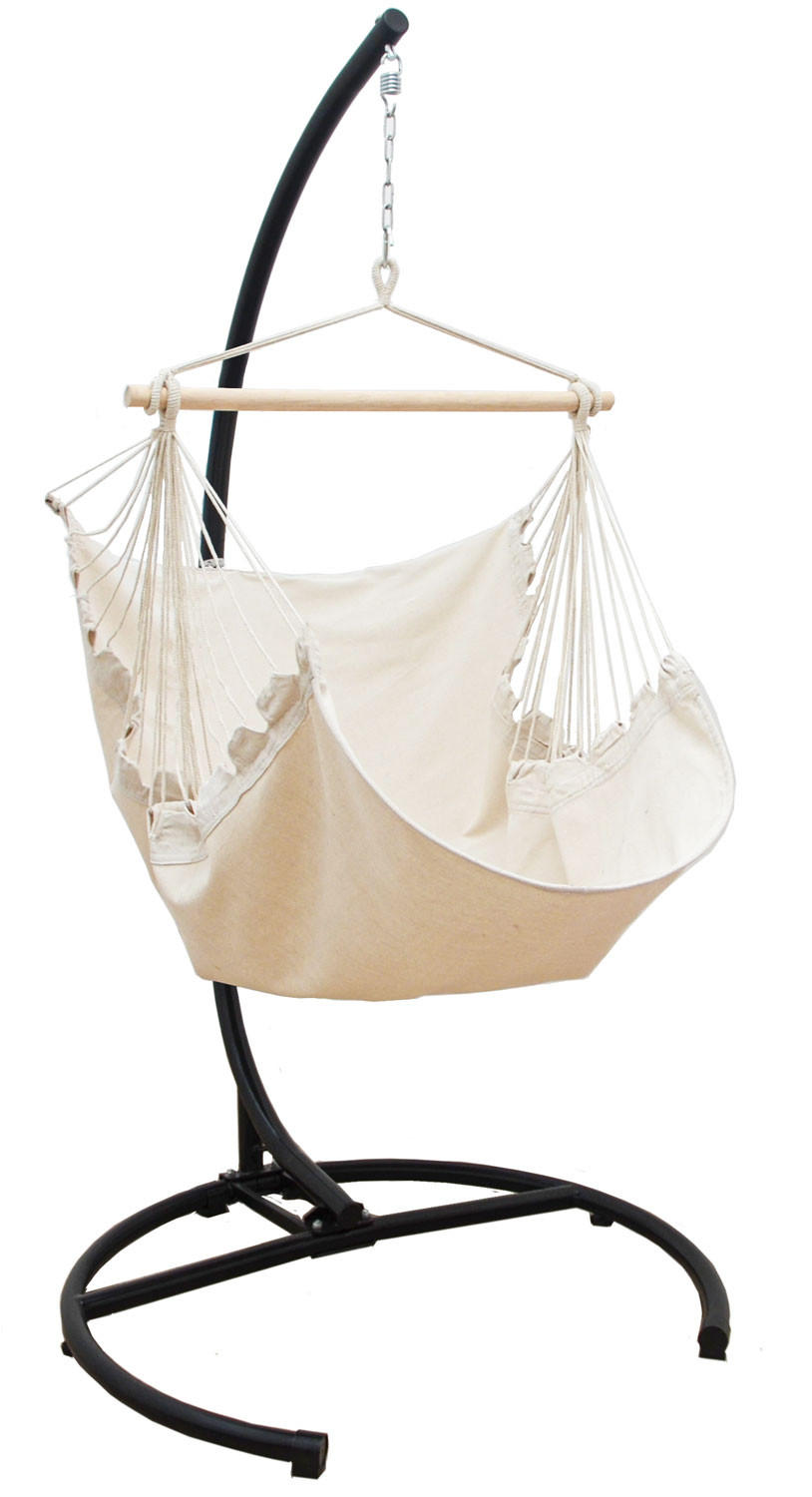 XL-HÄNGESESSEL inkl. Gestell bis 150kg, 210cm, Beige - Schwarz, Metall (110/210/125cm) - Amanka