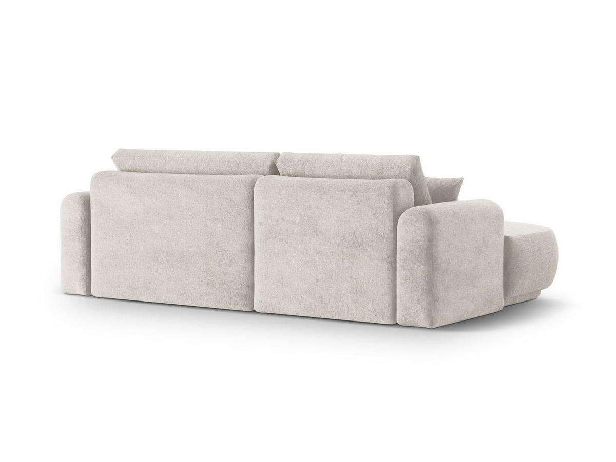 SCHLAFSOFA modular mit Bettkasten links Ella aus strukturiertem Stoff beige 5 Sitzplätze - Beige, Textil (174/271cm) - Micadoni