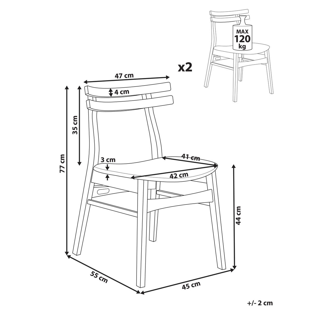 ESSZIMMERSTUHL 2er-Set Hellbeige Cynthiana - Beige/Braun, Holz (47/77/55cm) - Beliani