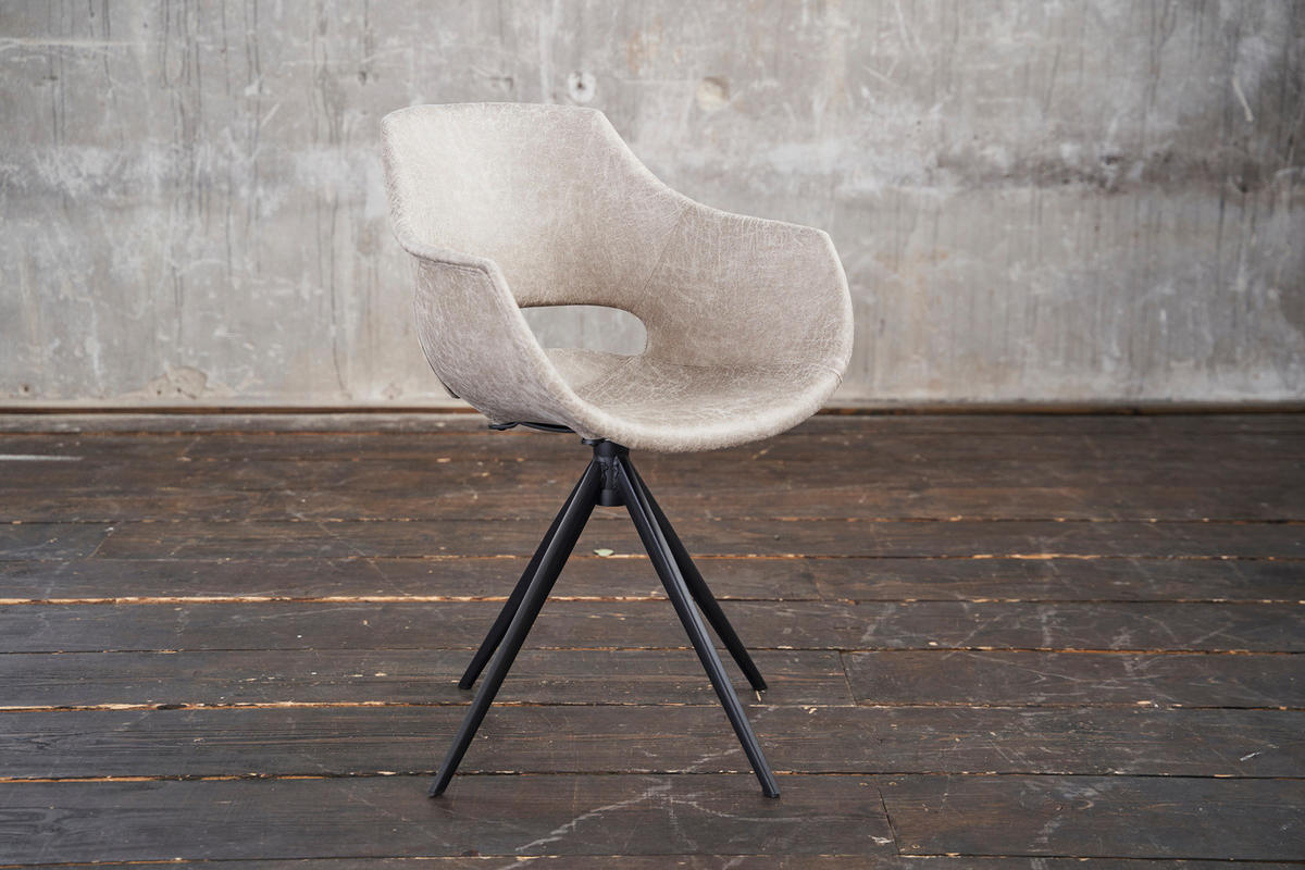 DREHSTUHL ZAJA Cremeweiß Microfaser - Creme, Textil (57/85/59cm) - KAWOLA