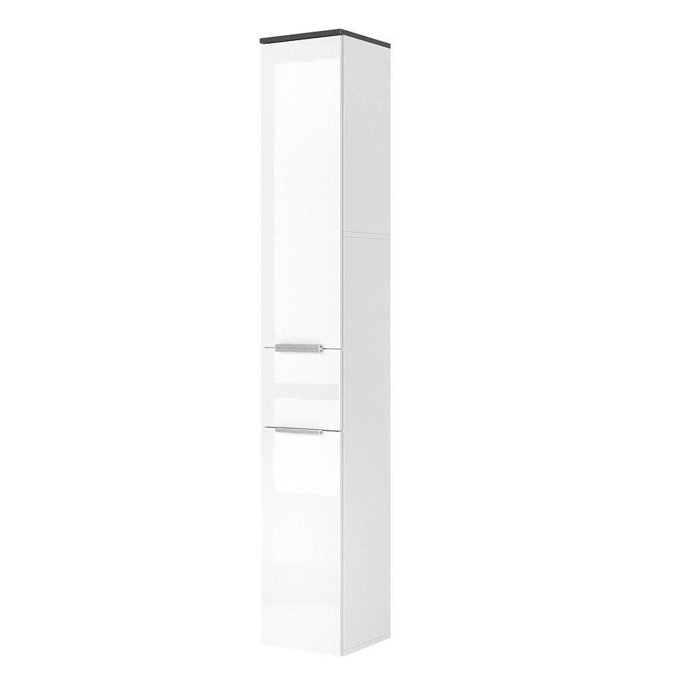 BADSCHRANK Otis Weiß Hochglanz 30 x 190 cm - Weiß Hochglanz, Holzwerkstoff (30/190/30cm) - Vicco