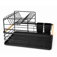 GESCHIRRSTÄNDER mit Besteckbehälter 43/32/28 cm - Schwarz, Metall (32/28/43cm) - BOXIMO