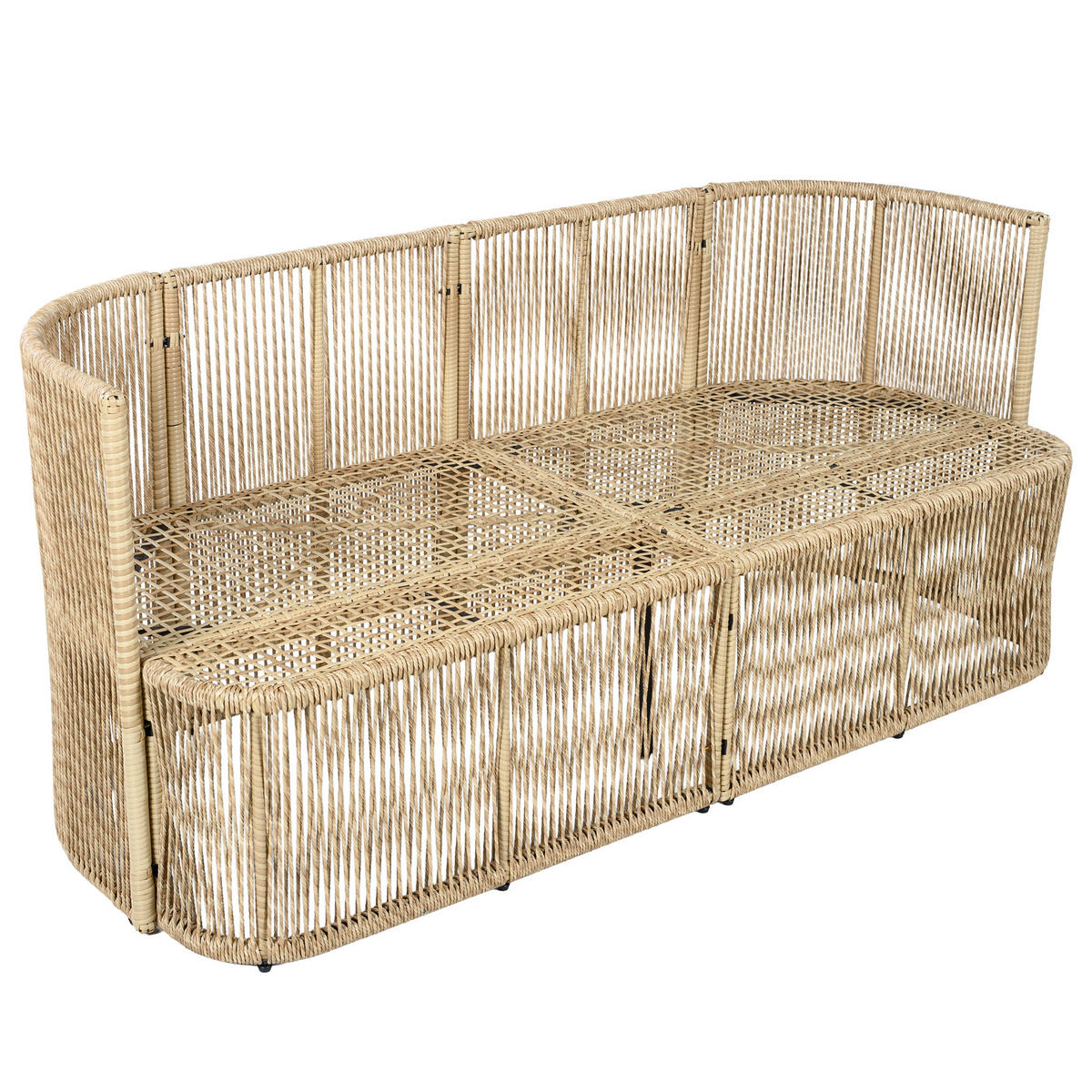 GARTENMÖBELSET 4tlg Rattan Sofa Sessel Glastisch Kissen - Multicolor, Metall - FLIEKS