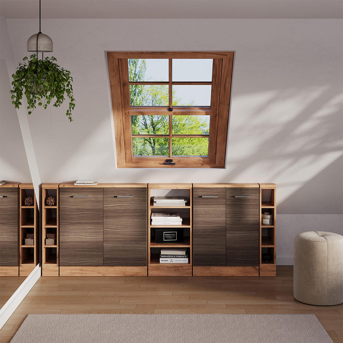 DACHSCHRÄGENSCHRANK-SET Rion Edelgrau 5er Set - Grau, Holzwerkstoff (210/81.6/46cm) - Vicco