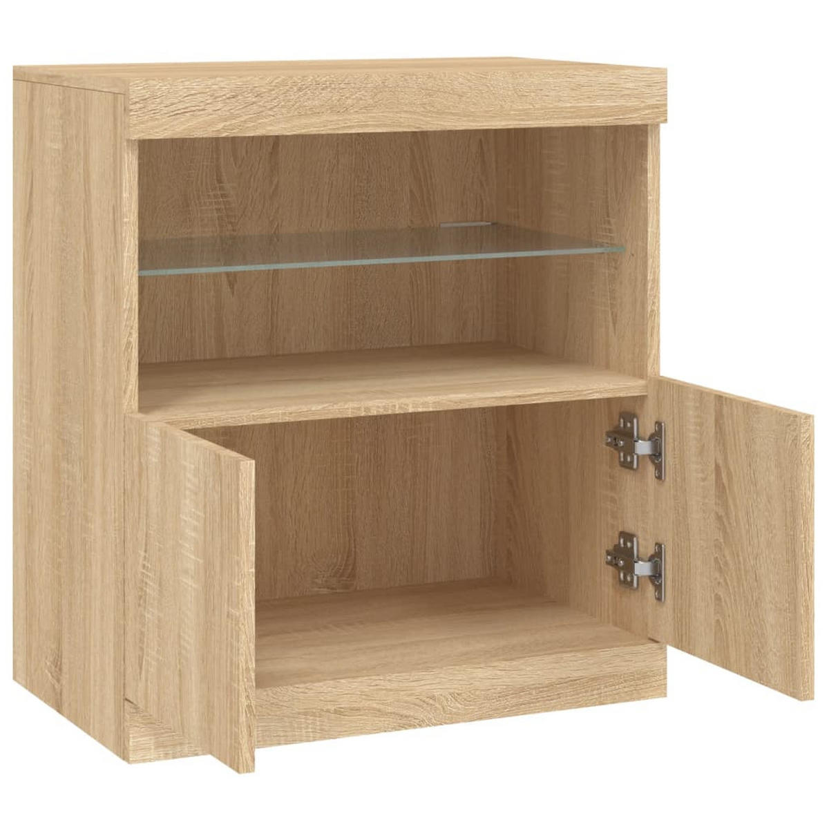 SIDEBOARD mit LED-Licht, 2 Türen 60/37/67 cm aus Holzwerkstoff Sonoma-Eiche Dekor - Sonoma Eiche, Holz (60/67/37cm) - vidaXL