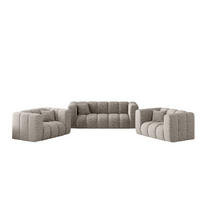 COUCHGARNITUR 2+1+1 Serie Grand Stilvol Stoff Haga Hellgrau - Hellgrau, Holz (197/70/91cm) - Kaiser Möbel