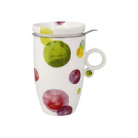 TEETASSE Colori Mix mit Deckel und Sieb, Fine Bone China, Metall, Bunt, 450 ml - Multicolor, Keramik (0.45L) - Goebel