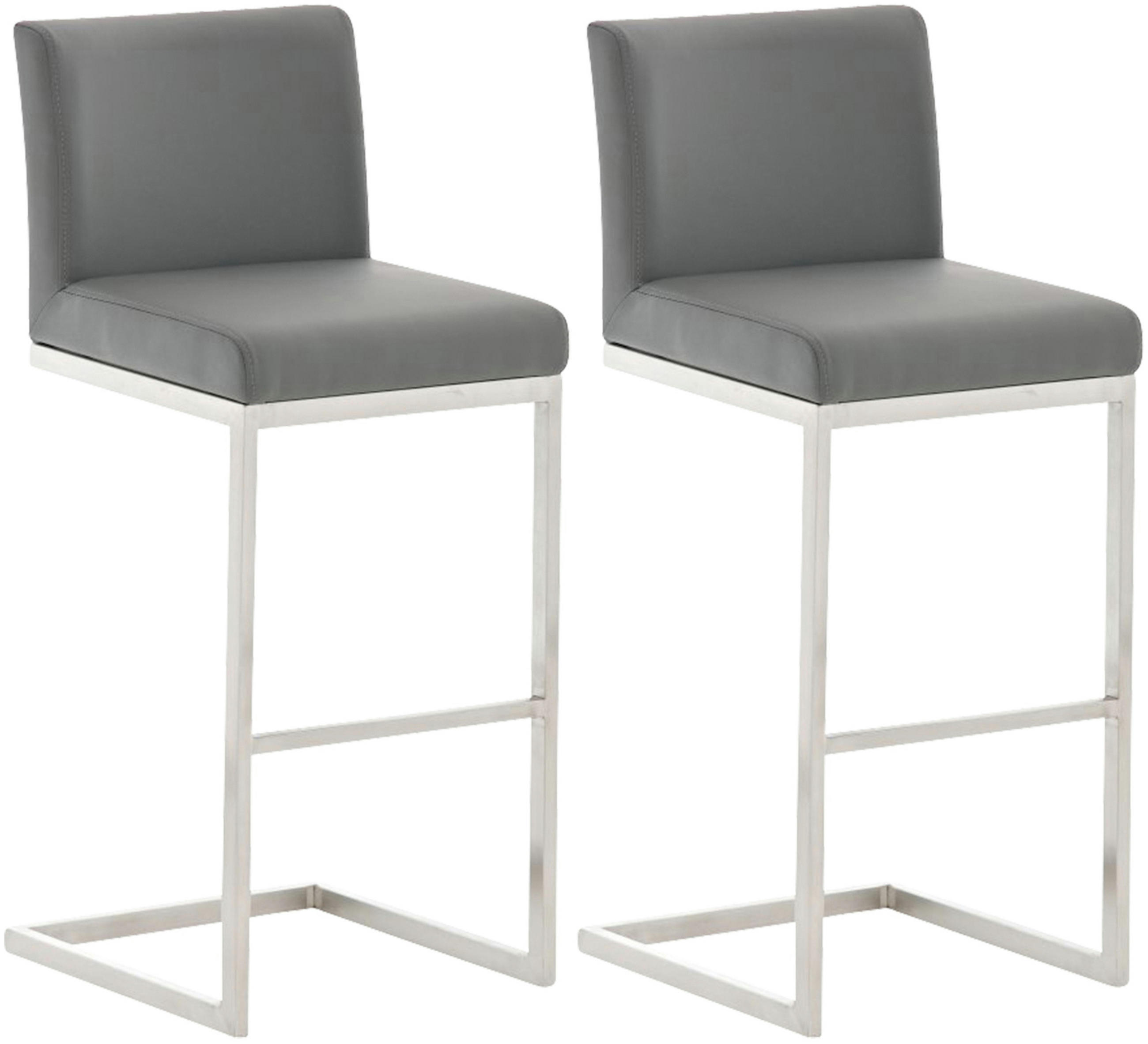 BARHOCKER 2er Set Paragon Kunstleder grau - Chromfarben/Grau, Kunststoff/Metall (42/104/48cm) - TPFLiving