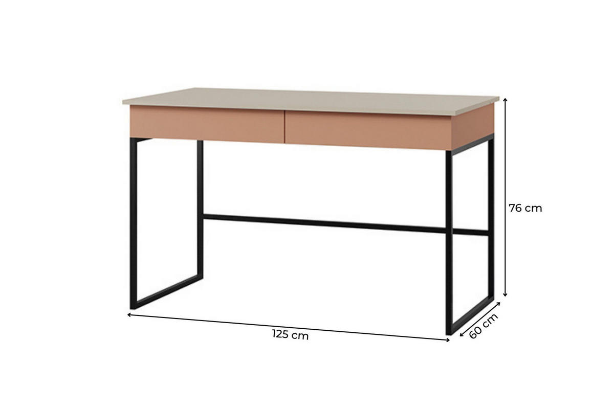 SCHREIBTISCH LIMA 10 125/76/60 cm in Kaschmir/Alpaca - Kaschmir/Rosa, Holzwerkstoff (125/76/60cm) - Deine Möbel 24