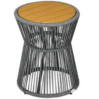 BALKONTISCH, Dunkelgrau+Natur, Aluminium, PS, PE - Dunkelgrau, Kunststoff (39/39/49cm) - Outsunny