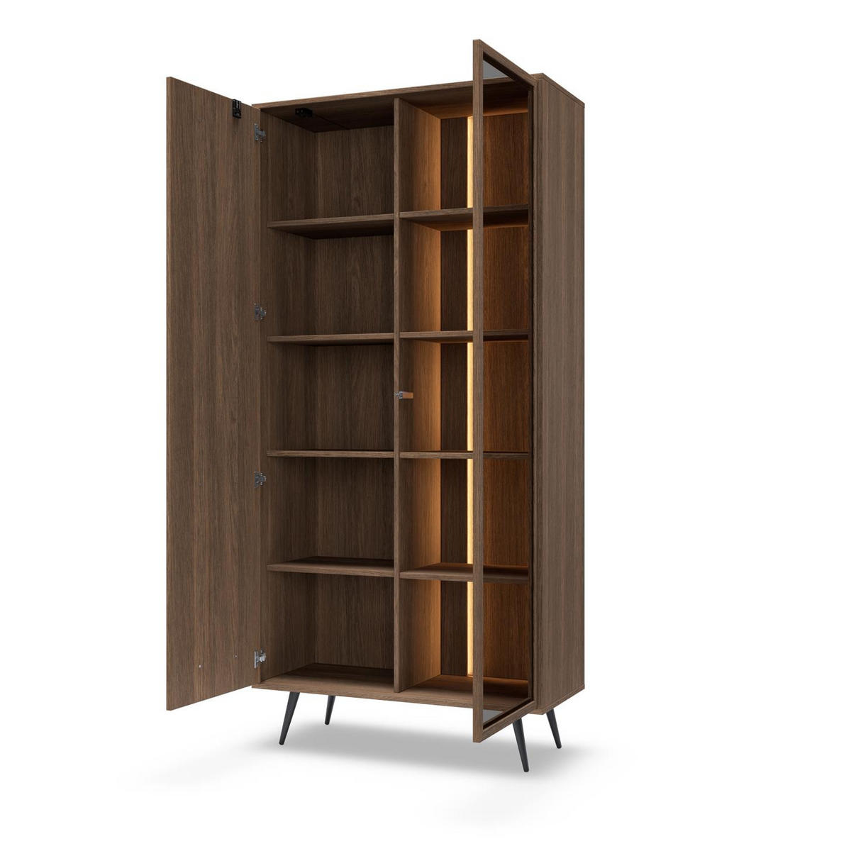 VITRINE Faro, mit Soft-Close und LED - Eichefarben, Holzwerkstoff (94/196/40cm) - Bettso