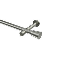 GARDINENSTANGEN-SET Prestige Sitra 400 cm (geteilt in 2 x 200 cm), 1-läufig (ohne Ringe), 20 mm Ø Edelstahl-Optik - Edelstahlfarben, Metall (400cm) - INTERDECO