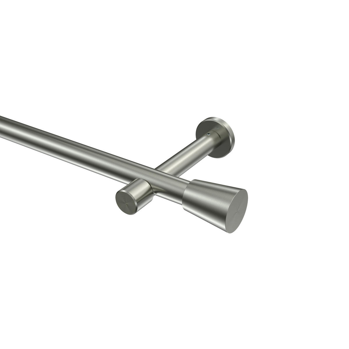 GARDINENSTANGEN-SET Prestige Sitra 400 cm (geteilt in 2 x 200 cm), 1-läufig (ohne Ringe), 20 mm Ø Edelstahl-Optik - Edelstahlfarben, Metall (400cm) - INTERDECO