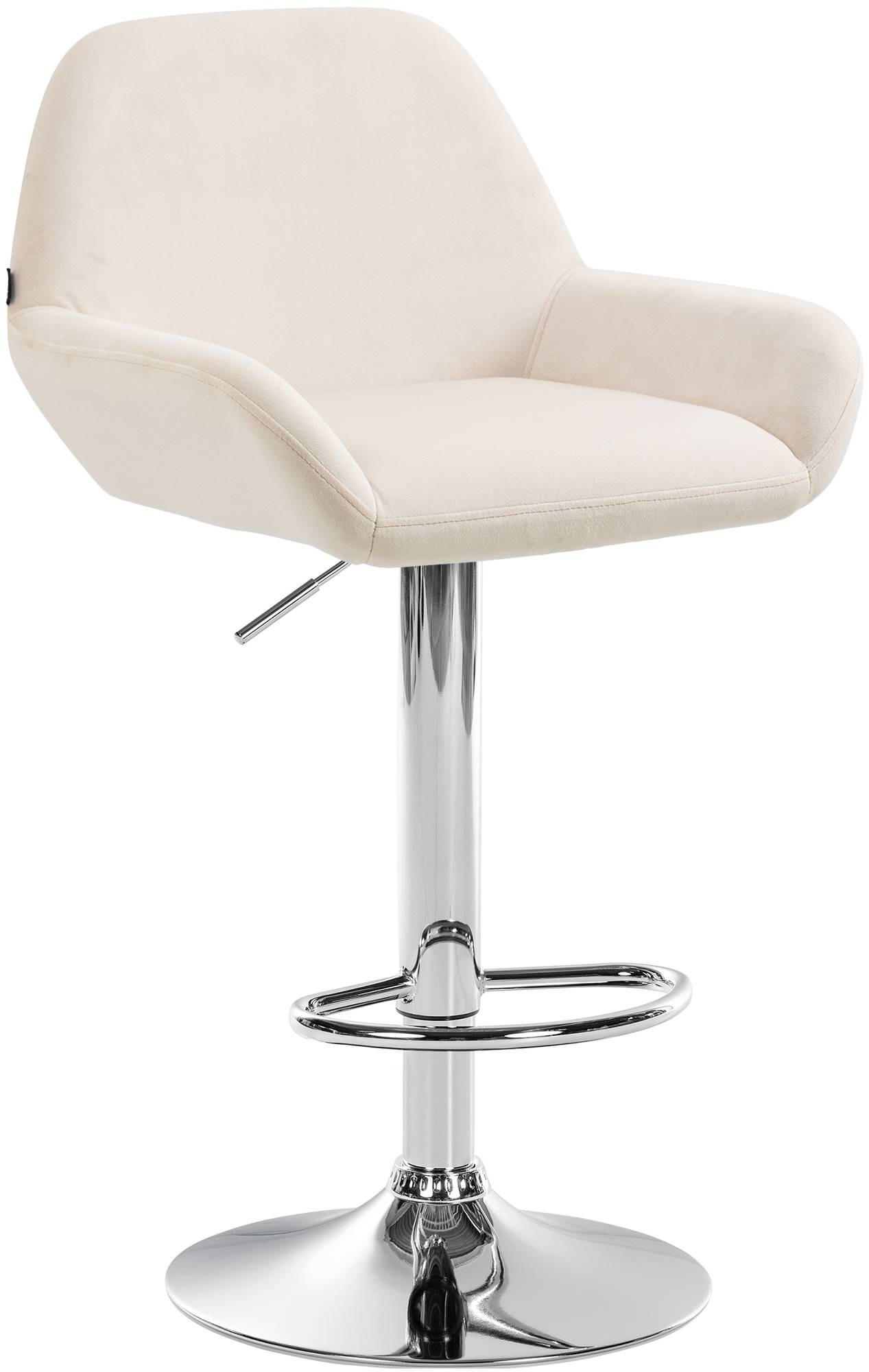BARHOCKER Samt creme - Chromfarben/Creme, Textil/Metall (51/89/52cm) - CLP