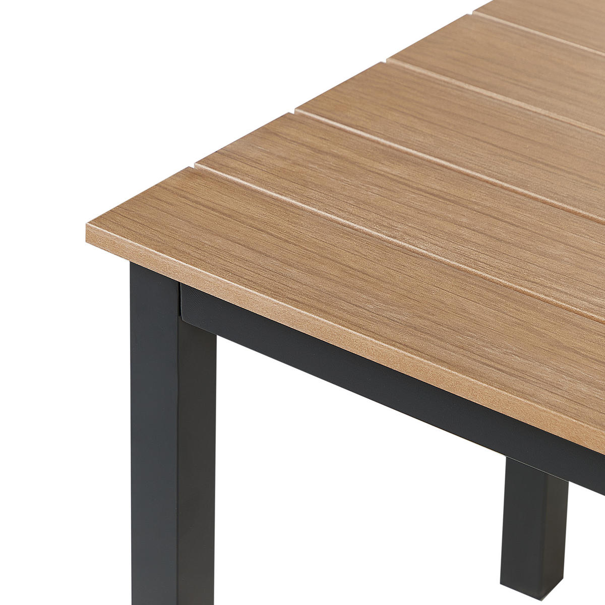 GARTENTISCH Heller Holzfarbton Messina - Hellbraun/Schwarz, Kunststoff (96/52/50cm) - Beliani